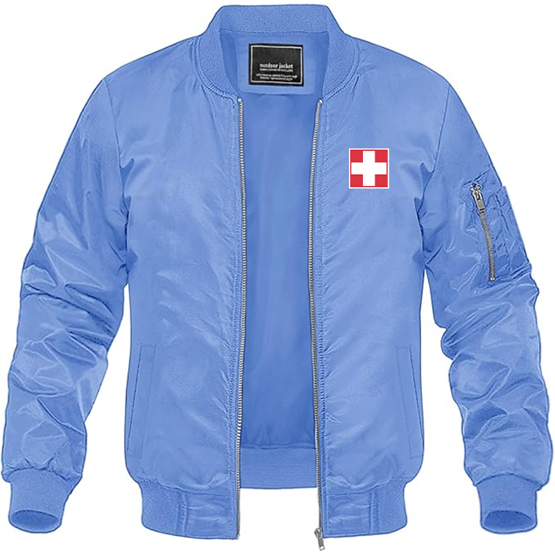 Men's  Switzerland National Football Soccer Team  Lightweight Bomber Jacket Windbreaker Softshell Varsity Jacket Coat